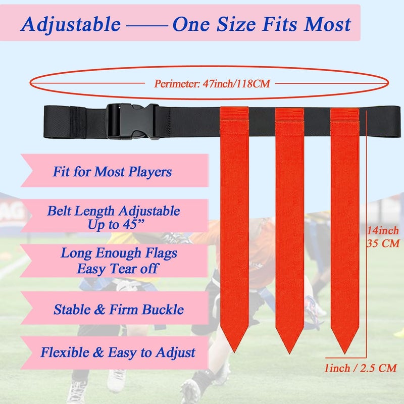 Unixing 16 Sets Flag Football Belts, Adjustable Flag Football Set, Flag Football Flags Training Set Include Cones, Storage Bag, 16 Sets Flag Football Belts with Cones - Image 4